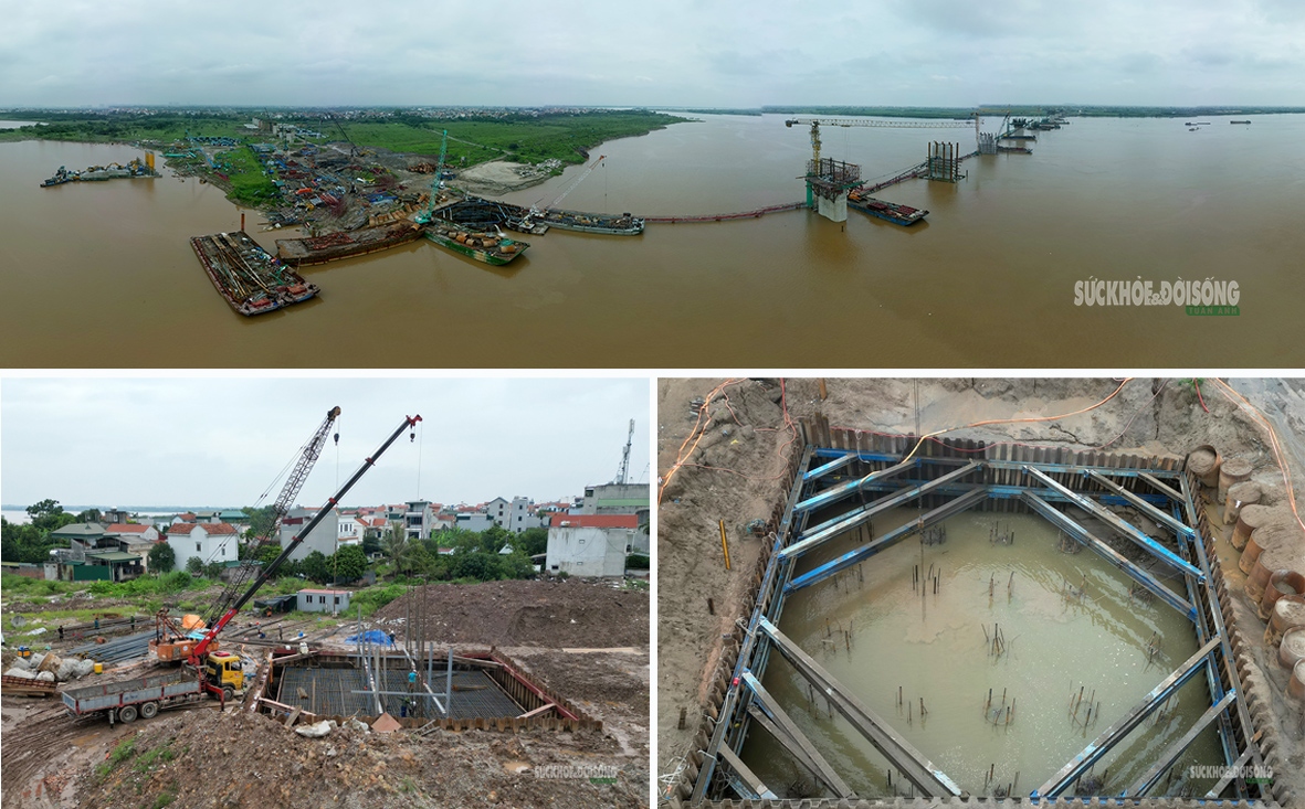Cầu Hồng Hà bắc qua sông Hồng sau gần một năm thi công- Ảnh 1.