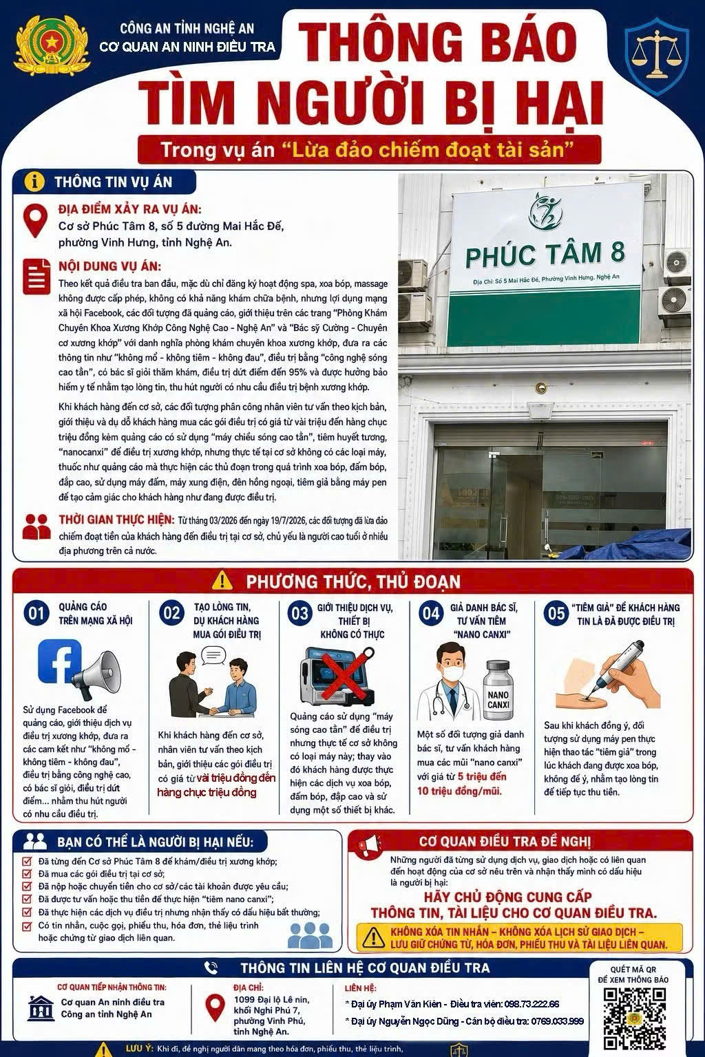 Công An Nghệ An Thông Báo Tìm Kiếm Nạn Nhân Vụ Lừa Đảo Tại Cơ Sở Phúc Tâm 8